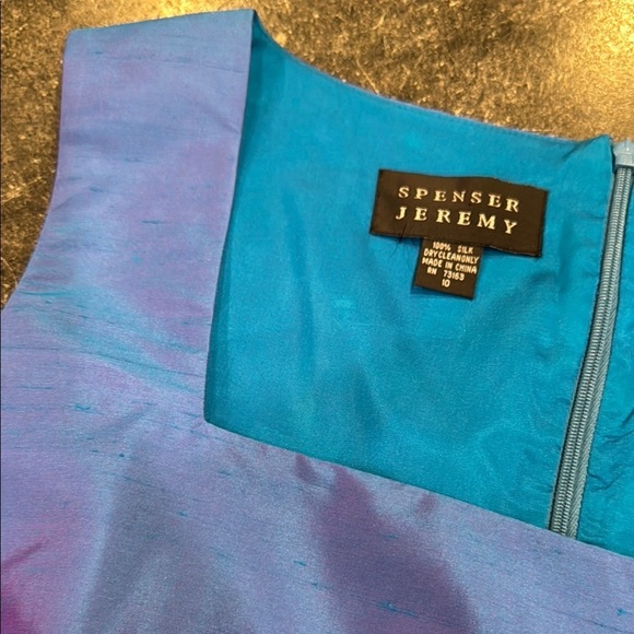 Stunning Spenser Jeremy Blue/Purple Sleeveless 100% Silk Dress - Picture 11 of 11